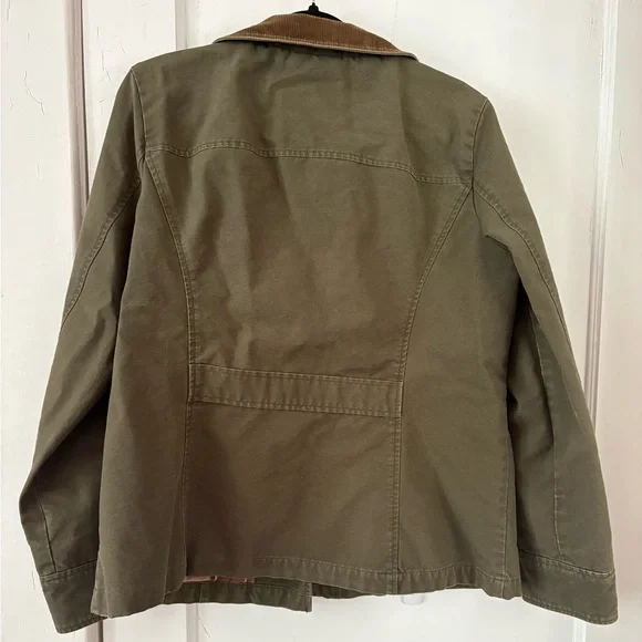 L.L. Bean Olive Utility Jacket with Brown Collar - Picture 4 of 6